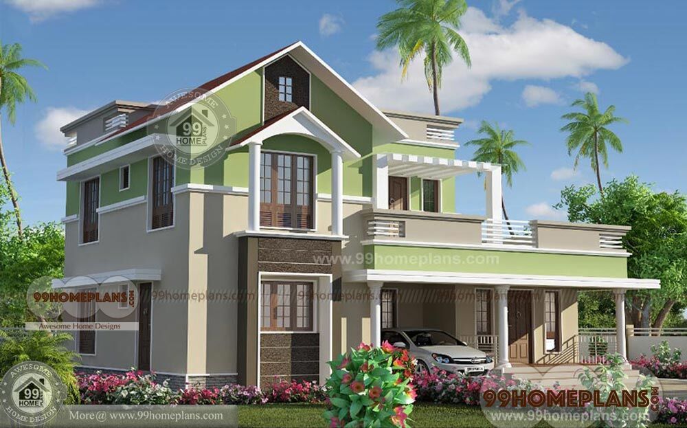 4 BHK Home Design House Plan Images Two Story Modern Indian Style