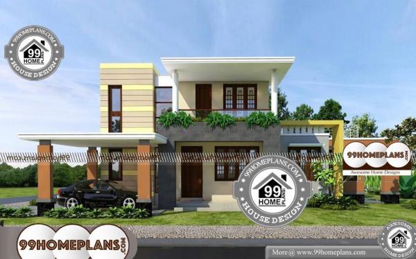 Box Type House Design with Double Floored New Styles of Low Cost Plan