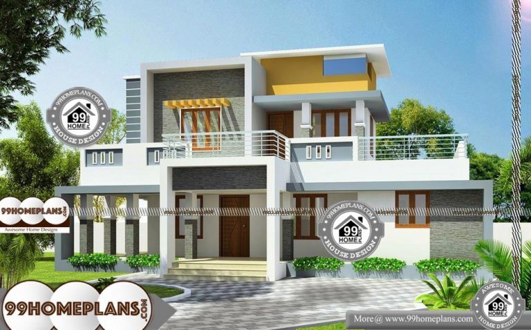 Flat Roof House Plans with Spacious Double Floor Decorative Collections