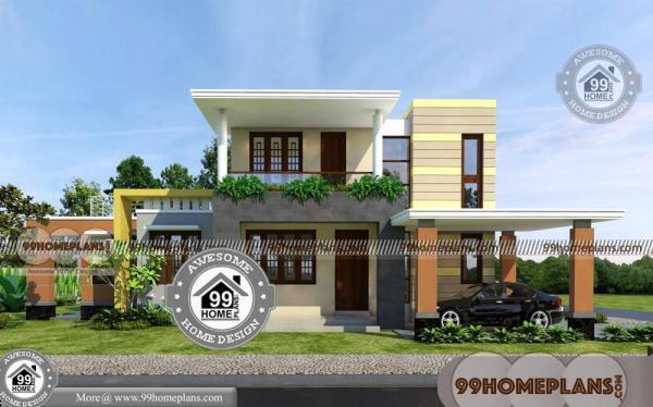 Box Type House Design with Double Floored New Styles of Low Cost Plan