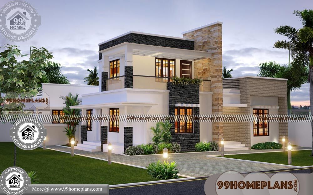Contemporary House Plans Two Story With Flat Roof New Indian Designs