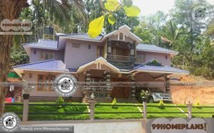 2 Storey 5 Bedroom House Plans with Traditional Patterned Modern Home