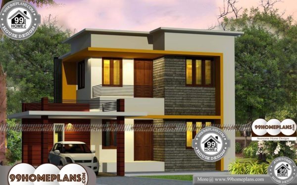 Front House Design India with Two Story Box Type Simple Home Plans