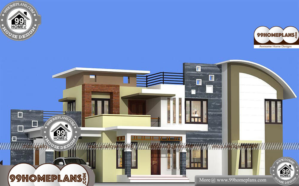 Low Cost 4 Bedroom House Plans With Two Story Modern Flat Roof Ideas