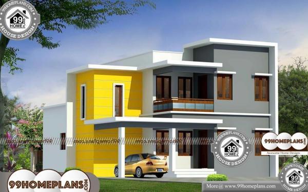 Low Cost Veedu Plans with Double Floored Flat Roof Modern Collections