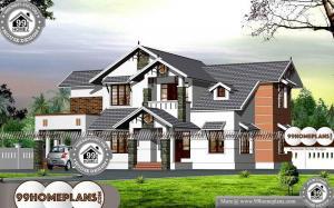 Traditional Modern House with Two Floor Sloping Roof Plan Collections