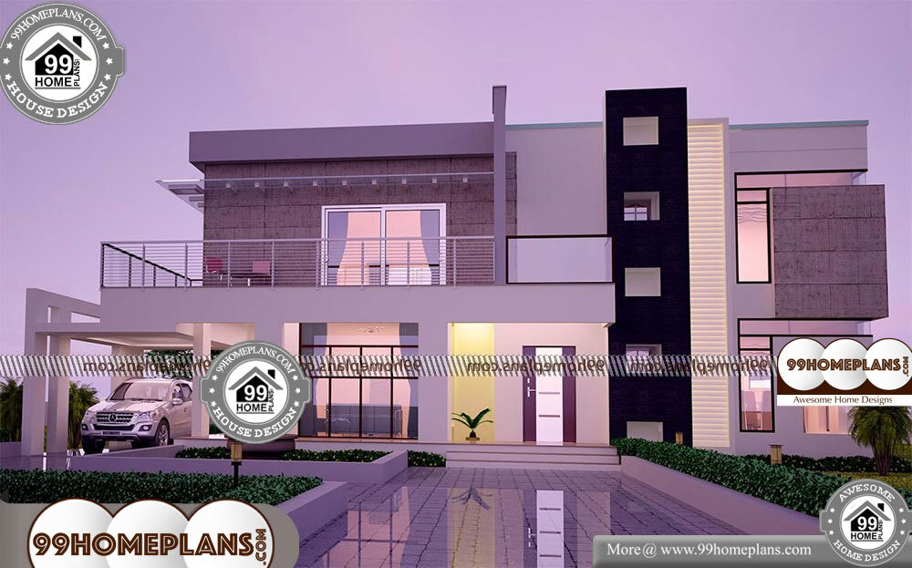 Two Story Rectangular House Plans With 3D Elevations Low Cost Design