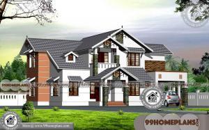 Traditional Modern House With Two Floor Sloping Roof Plan Collections