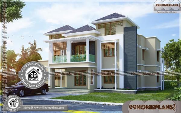 2 Story House Plans with Balcony & 90+ Traditional Home Architecture