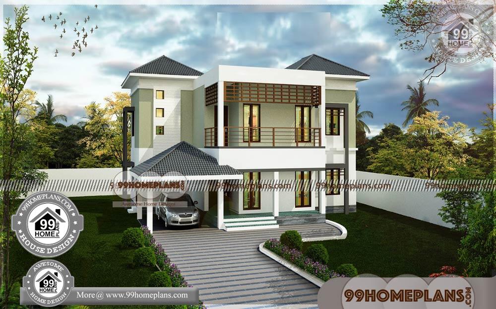 Two Storey House Plans With Balcony 80 House Designs Contemporary